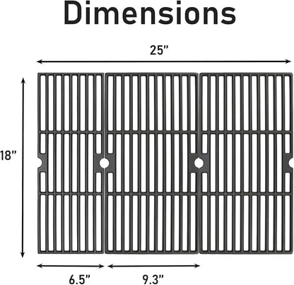 Grill Grates for Char-Broil Performance 4-Burner 463342119 463377017 | Cast Iron Replacement Parts for charbroil 463347017 G321-0005-W1 G321-0006-W1 3-piece 18 x 25 in set