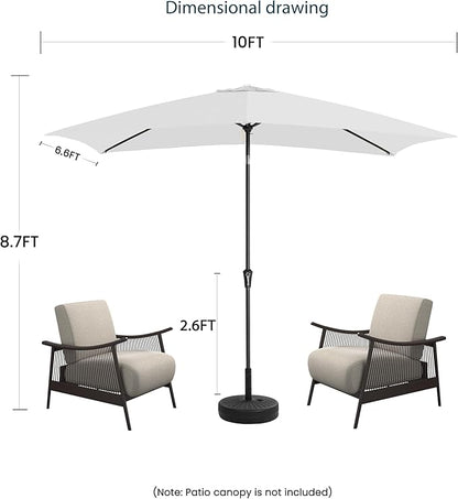 6.5x10FT Rectangular Patio Umbrella with Push Button Tilt & Crank Lift for Garden,UV Protection Outdoor Umbrella for Deck,Pool and Yard,White