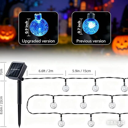 20 LED Decorations Crystal Globe Solar String Extra-Bright Outdoor Lights with 8 Lighting Modes Waterproof Solar Powered Patio Hanging Light for Garden Yard Porch Wedding Party Decor(Blue)