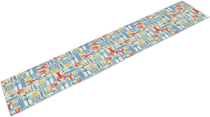 Summer Lemon Table Runner Crawfish Italian Lemons Table Cover Italy Blue Tiles Lemon Seafood Boil Themed Party Supplies Home Kitchen Dining Room Decor 13x90 Inch