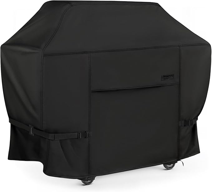 NettyPro Grill Cover for Outdoor Grill 60 Inch Waterproof Heavy Duty, Black | 3-4 Burner Gas BBQ Cover for Outside, UV Protection, Windproof Strap, Air Vent, Fits Weber, Char-Broil, Brinkmann Barbecue