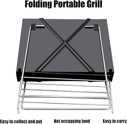 BBQ Grill Barbeque Grill Portable Charcoal Grill Charcoal Barbecue Grill Outdoor BBQ Grill Cooking Stainless Steel Folding Camping Grill Barbeque Grill Camping (Black)