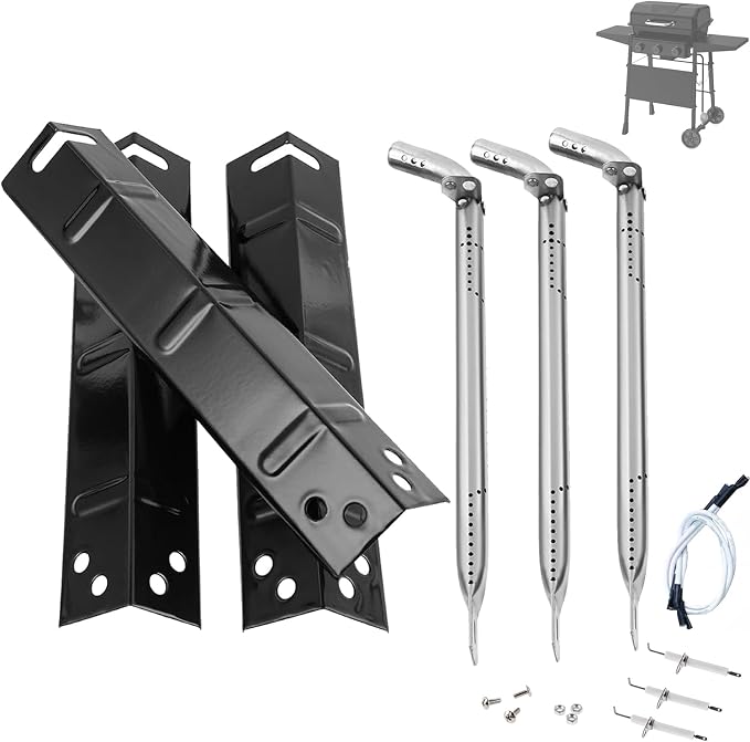Grill Replacement Parts Kit for 3-Burner Walmart Expert 720-1049, Heat Plates, Burner & Grill Igniters Replacement Parts for Expert Grill Parts