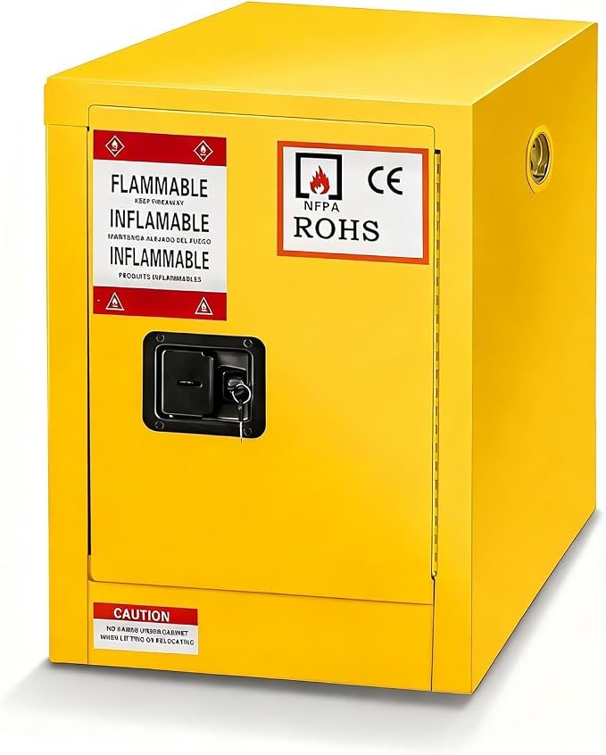 koxuyim Flammable Storage Cabinet 17" x 18" x 22" Industry Safety Cabinet | Fire Proof Safe, Adjustable Shelf, Double-Wall, Manual Closing Doors, OSHA Compliant, For Gasoline Liquid Fuel Chemical