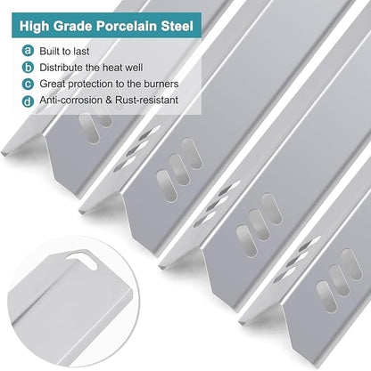 Criditpid Grill Replacement Parts for Dyna Glo DGB610SSP DGF600SSP, Cast Iron Grates 70-01-296 and Heat Shield Tents for Dyna Glo Grill Replacement Parts DGB610SSP 6 Burner.