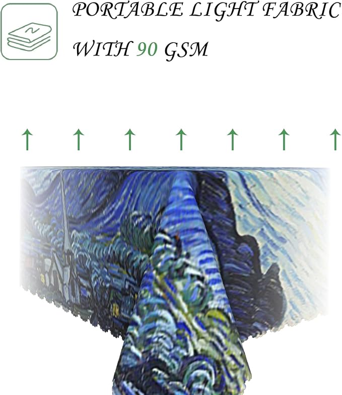 52x70 Inch Van GOG Rectangle Tablecloth Oil Painting The Starry Night Table Cloth Abstract Art Washable Durable Table Cover for Dining Garden Atelier BBQ Home Decor