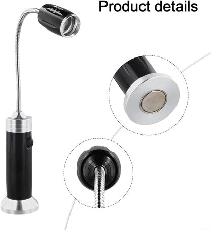Adjustable Rotating Grill Light, Magnetic LED Work Lamp for Camping BBQ, 360 Degree Flexible Aluminum Alloy Lantern with Base, for battery Operated(black)