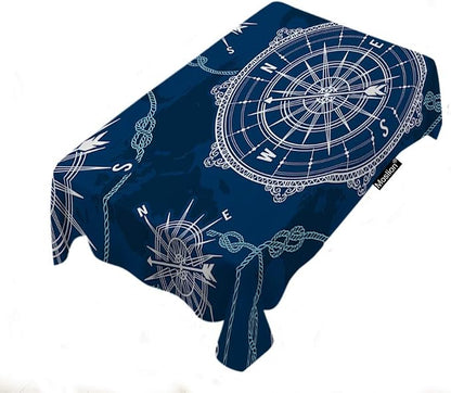 Moslion Compass Tablecloth 60x104 Inch Rectangle Tableclothfor Picnic BBQ Kitchen