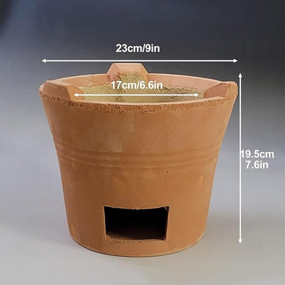 Red Clay Charcoal Stove, Camping Clay Stove, Outdoor Pottery Barbecue Stove, Clay Grilling Stove, Home Heating Stove, Camping Barbecue Tool for Outdoor, Tea Room, Indoor(23x19.5cm/9x7.6in)