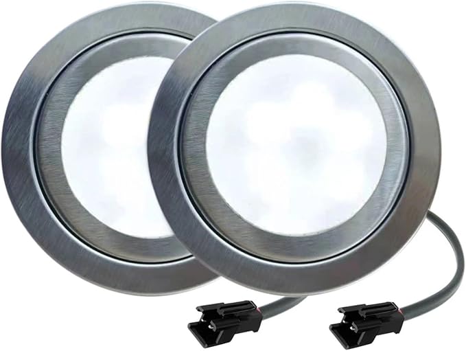 2-Piece Range Hood Bulb Light 1.5W LED 68mm 12V DC For Kitchen Hood Smoke Ventilator Lamp Equivalent 20W Old Light(SM Connector,White 6000K)