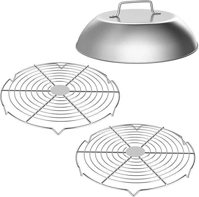 SafBbcue Melting Dome with Wire Rack, 12'' Universal for Most Grills, Griddle Dome for Blackstone&Big Green Egg&Nexgrill&Camp Chef, Flat top Grill Accessories,3 Sets