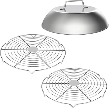 SafBbcue Melting Dome with Wire Rack, 12'' Universal for Most Grills, Griddle Dome for Blackstone&Big Green Egg&Nexgrill&Camp Chef, Flat top Grill Accessories,3 Sets