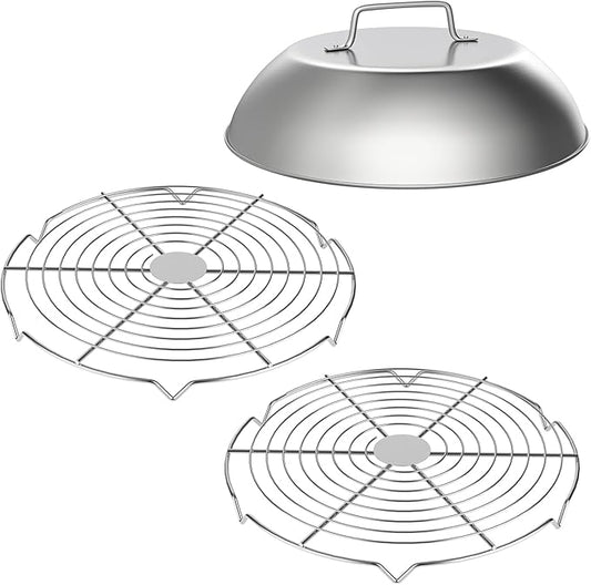 SafBbcue Melting Dome with Wire Rack, 12'' Universal for Most Grills, Griddle Dome for Blackstone&Big Green Egg&Nexgrill&Camp Chef, Flat top Grill Accessories,3 Sets