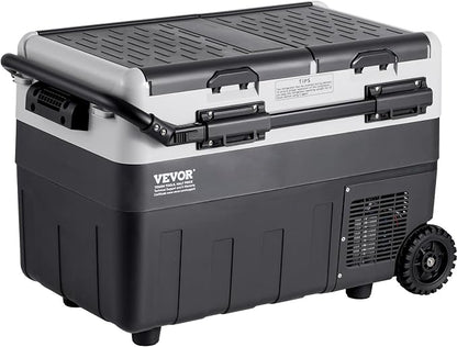 VEVOR Car Refrigerator 50L / 52.8 QT, Dual Zone 12 Volt Compressor Fridge, -4℉ to 68℉ Adjustable, Portable Freezer Cooler for Car, RV, Camping, Home