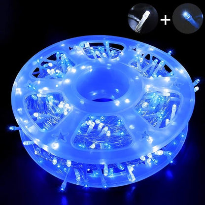 Blue White Christmas Fairy String Lights, 165FT 500L Indoor Outdoor | 8 Modes with Memory, IP65 Waterproof, Clear Wire, Tangle-Free Design for Bedroom Garden Wedding Wall Tree Party