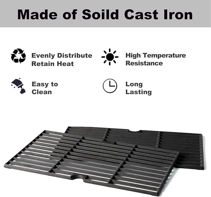 DGF510SBP Grill Grates Replacement Parts for Dyna Glo DGF510SSP DGF510SSP-D BHG Gas Grill Parts BH15-101-099-02 GBC1462W BH13-101-099-01 BY15-101-001-02 Backyard Grill Cooking Grates Cast Iron Grids