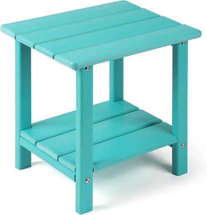 Apolimi Adirondack Outdoor Side Table, 2-Tier Sturdy Patio End Table Weather Resistant, 16.5" Solid Side Table for Patio, Pool, Porch