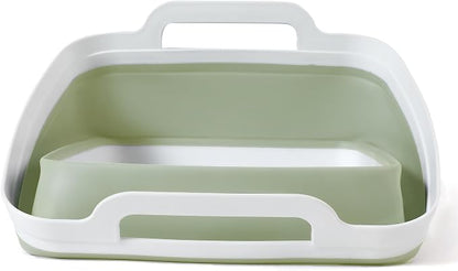 FOSJGO Collapsible Dish Basin with Drain Plug, Foldable Sink, 2.4 Gal (9L) | Space-Saving Wash Basin for Kitchen, Baby Bottles, Vegetable Washing, Camping, RV and Party Beverage Tubs