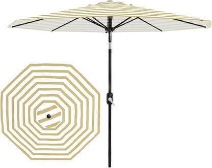 GarveeLife 10FT Patio Umbrella Outdoor, Market Umbrella, Table Umbrella with Push Button Tilt and Crank, 8 Sturdy Ribs UV Protection Waterproof for Garden, Pool, Deck, | Table Umbrella UV Protection Waterproof for Garden, Pool, Market, Deck (Brown & Wh...