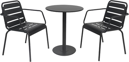 Christopher Knight Home Jodi Outdoor Bistro Set, 3-Piece Bistro Table and Chairs Set of 2, Patio Furniture Set with Iron Frame, Patio Conversation Set for Poolside/Garden Cafeteria, Matte Black