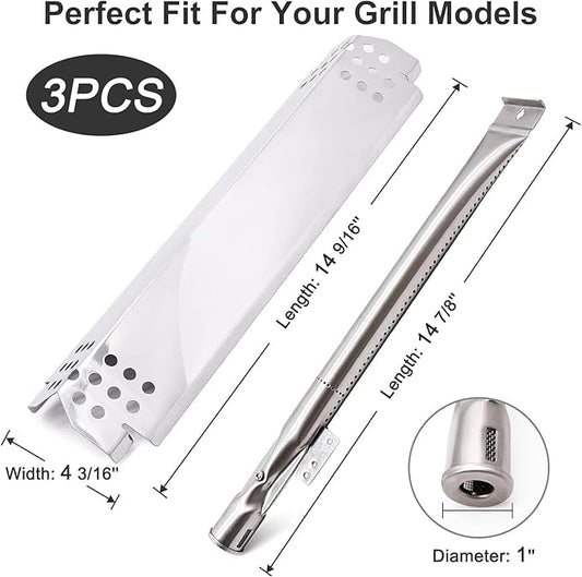 Criditpid Grill Replacement Parts for Nexgrill 3 Burner 720-0925S, 720-0894F, 2-Burner 720-0864M, 720-0864 Models, Grill Heat Plates, Burner Igniters for Kenmore, BBQ PRO, Backyard, Nexgrill Parts