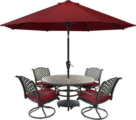 MASTERCANOPY 9ft Patio Umbrella with Tilt & Crank, Burgundy | 8 sturdy ribs;UV/water resistant;Vent;easy setup;for garden/deck/backyard/pool