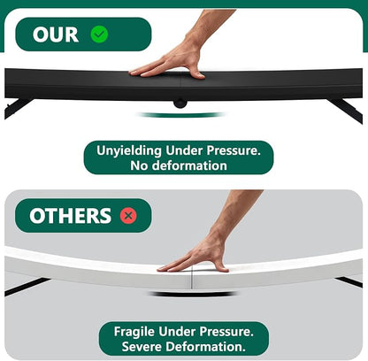 Folding Table, 4FT Foldable Picnic Table with Adjustable Height, Heavy Duty Fold-in-Half Portable Table for Weddings, Camping, RV Travel, Parties, BBQs, and Indoor Use, Easy to Fold and Store