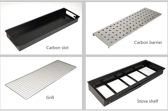 Gaone Portable Charcoal Grill, Stainless Steel Folding Grill, Barbecue Drawer for Family BBQ Party, Outdoor Garden, 5-10 People, Chrome Plated Cooking Grid (Black)