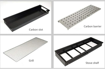 Gaone Portable Charcoal Grill, Stainless Steel Folding Grill, Barbecue Drawer for Family BBQ Party, Outdoor Garden, 5-10 People, Chrome Plated Cooking Grid (Black)