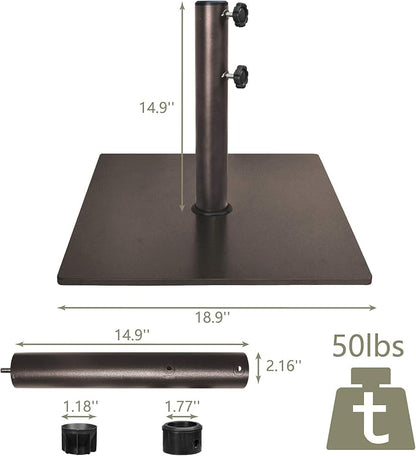 EliteShade USA Up to 160 lbs Heavy Duty Square Umbrella Base, Steel Plate Patio Umbrella Stand Holder for Outdoor Market Garden or Patio Table, Bonus 18.5" Weight Sandbag (Sand Not Included), Bronze