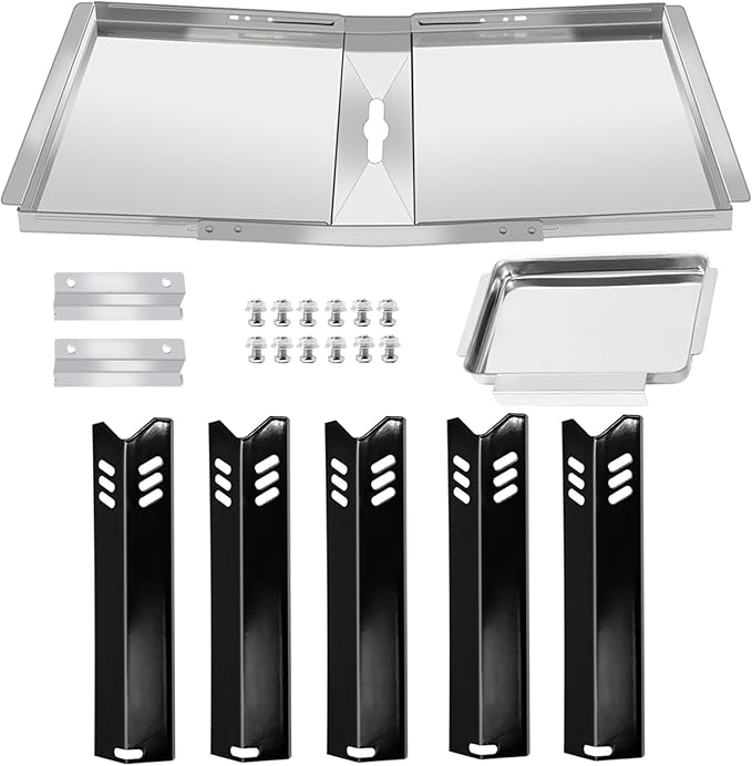 DGF510SBP Tray Replacement Parts for Dyna-glo DGF510SSP, DGF493BNP, Backyard Grill BY13-101-001-13, GBC1460W, BHG Grill BH13-101-099-01, Adjustable 24"-30" Grease Tray Drip Pan, Heat Shield Plates