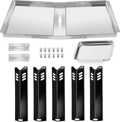 DGF510SBP Tray Replacement Parts for Dyna-glo DGF510SSP, DGF493BNP, Backyard Grill BY13-101-001-13, GBC1460W, BHG Grill BH13-101-099-01, Adjustable 24"-30" Grease Tray Drip Pan, Heat Shield Plates