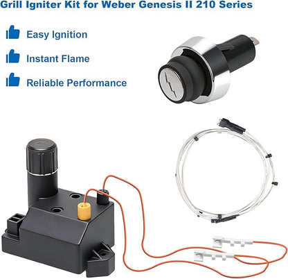 SafBbcue 66353 Grill Igniter Kit, 2-Outlet BBQ Push Button Ignition Replacement for Weber Genesis II 210 E-210 S-210 Gas Grills (2017 & Newer)