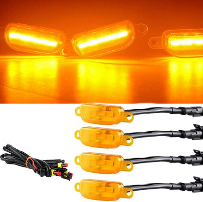 4 PCS Amber LED Grille Light Kit, LED Bumper Hood Lights, Compatible with Ford F-150 Raptor-Style Aftermarket Grilles 2004-2019 (Amber LED Lights Cover)