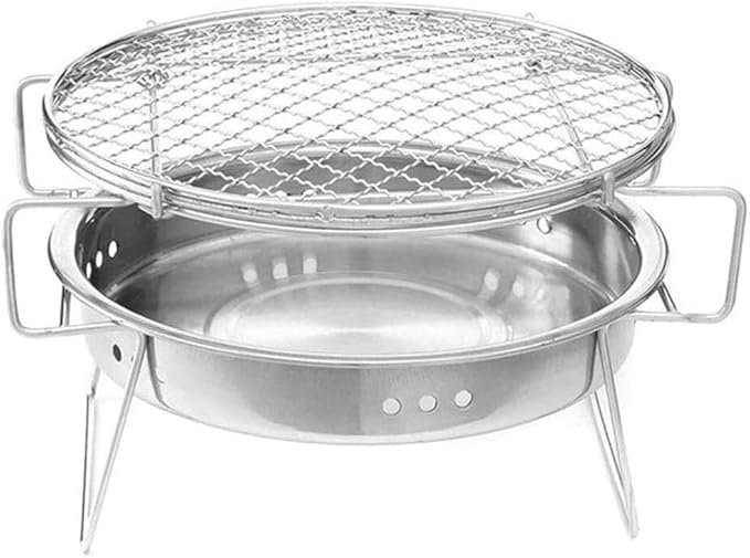 Outdoor Charcoal Grill Stainless Steel Portable Charcoal Grill Barbecue Cooking Stove Round BBQ Grill for Outdoor Picnic Cooking BBQ Grill Barbecue Grill Grill