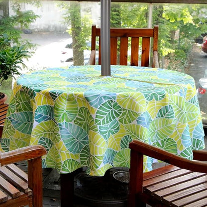 EHouseHome Outdoor and Indoor 60inch Round Tablecloth with Umbrella Hole and Zipper, Waterproof Zippered Patio Cloths, Spring/Summer Table Covers for Backyard Circular Table/BBQs/Picnic
