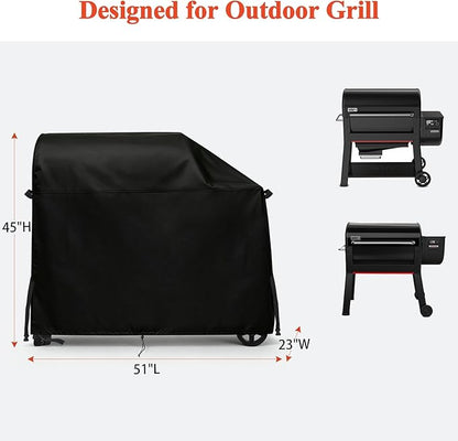 TheElves Outdoor Grill Covers Waterproof Heavy Duty for Weber Smoque XL 34‑Inch Pellet Smoker Grills and Weber Searwood XL 600 Pellet Smoker Grills - 51" W x 23" D x 45" H