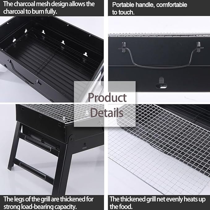 Portable Charcoal Grill Foldable 17" BBQ Charcoal Grill Compact Tabletop Barbecue Grill Small BBQ Grill for Outdoor Travel Backyard Picnic Beach