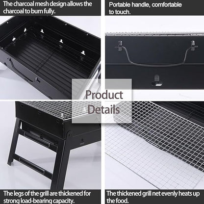 Portable Charcoal Grill Foldable 17" BBQ Charcoal Grill Compact Tabletop Barbecue Grill Small BBQ Grill for Outdoor Travel Backyard Picnic Beach