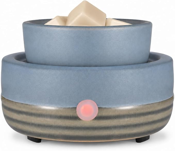 Ceramic Wax Melt Warmer,3-in-1 Electric Wax Warmer,Fragrance Wax Burner Candle Wax Warmer for Scented Wax and Home Decor, Thanksgiving Christmas Day Gifts for mom(Blue)
