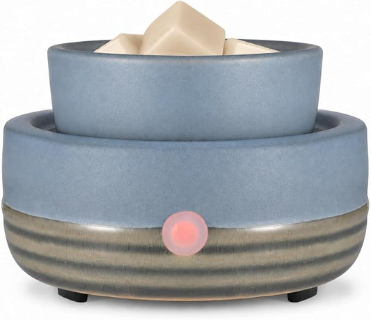 Ceramic Wax Melt Warmer,3-in-1 Electric Wax Warmer,Fragrance Wax Burner Candle Wax Warmer for Scented Wax and Home Decor, Thanksgiving Christmas Day Gifts for mom(Blue)