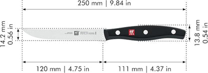 ZWILLING Twin Signature Steak Knife Set of Four, Razor-Sharp, Made in Company-Owned German Factory with Special Formula Steel perfected for almost 300 Years, Dishwasher Safe