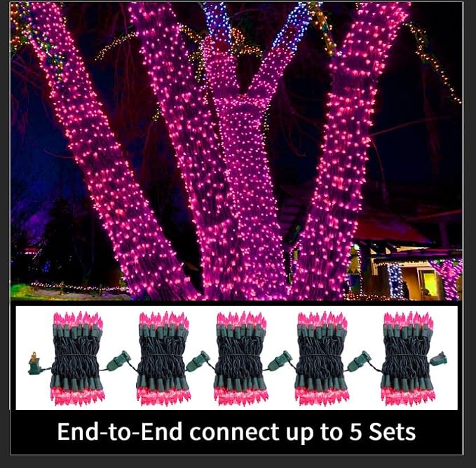 Pink Christmas String Lights, 100 Count 19.6 FT Mini Valentine's Lights, Waterproof Pink Lights for Indoor Valentine's Day Garland Wedding Party Festival Xmas Tree Decoration (Pack of 3)