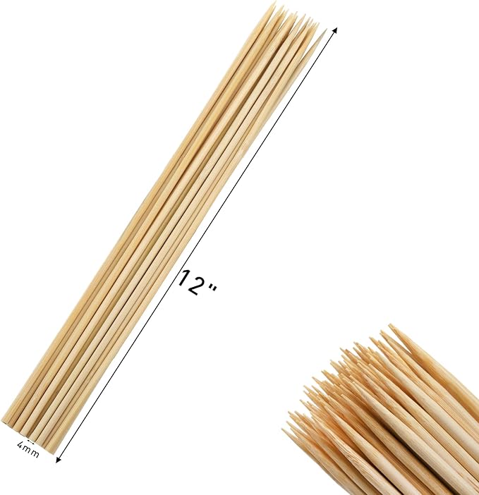 Fasmov Bamboo Skewer Sticks, 1000 Pack 12 inches Barbecue Kabob Skewers for Grill, BBQ, Kebab, Marshmallow Roasting or Fruit Sticks