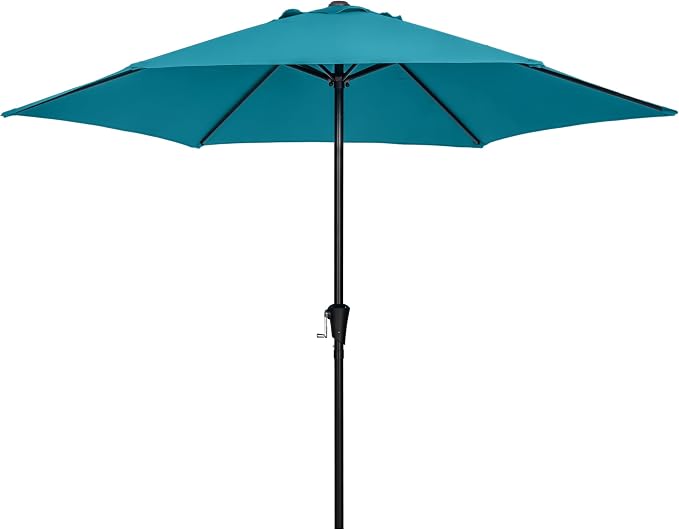 Sunnyglade 9FT Outdoor Patio Umbrella, Market & Table Umbrella with 6 Sturdy Ribs and Crank System, Fade-resistant & Waterproof for Garden Backyard Poolside Deck
