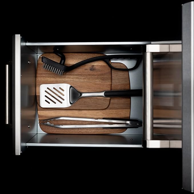 SPIRE 18" Built-in Stainless Steel Vertical Double Drawers (10"/10"), 2 Drawers, Outdoor Grilling & Cooking, Perfect for Custom Island Kitchens, BBQ Islands, Universal Mount, Heavy-Duty, 780-0016B