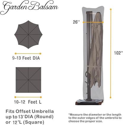 Patio Umbrella Cover for Market & Offset Umbrella,Banana Style Umbrella, Water Resistant, with Zipper and Rod (Cantilever (Dark Grey/WD), Cantilever 9'-13')