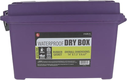 SE Waterproof Dry Box with Detachable Lid – 14" x 7.5" x 8.67" Purple Storage Case with Rubber Gasket Seal, Snap Closures & Handle for Camping, Boating, Fishing Gear & Outdoor Protection - 87466DBL-PU