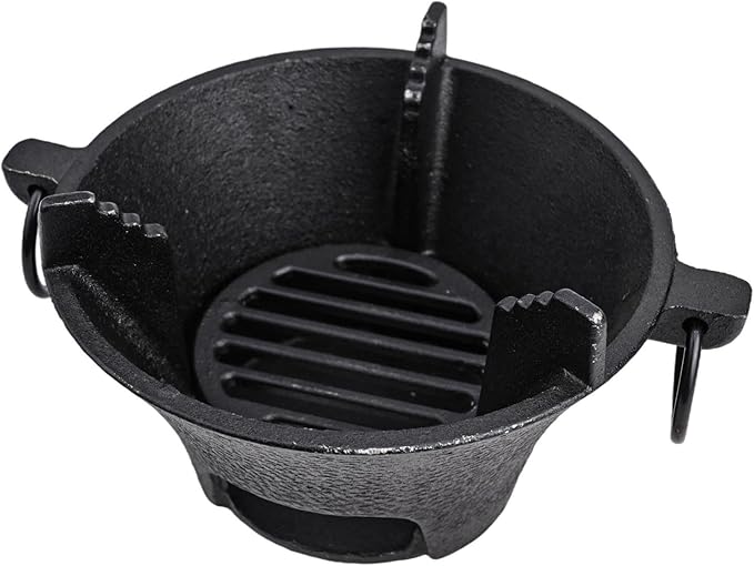 Cast Iron Charcoal Stove,Thickened Bottom for Even Heat Retention and Distribution,Cooktop and Barbecue Grill for Outdoor Cooking, Camping, Picnic,Home Use(16cm)