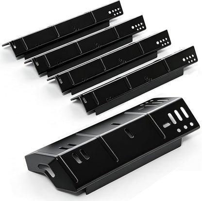 Grill Heat Plate Replacement Parts for Dyna-Glo 5 Burner DGH474CRP DGH485CRP DGH483CRP, Heat Plates for Dyna-Glo 4 Burner DGH450CRP Grills, Black Porcelain Steel Heat Plate, 5 Pack